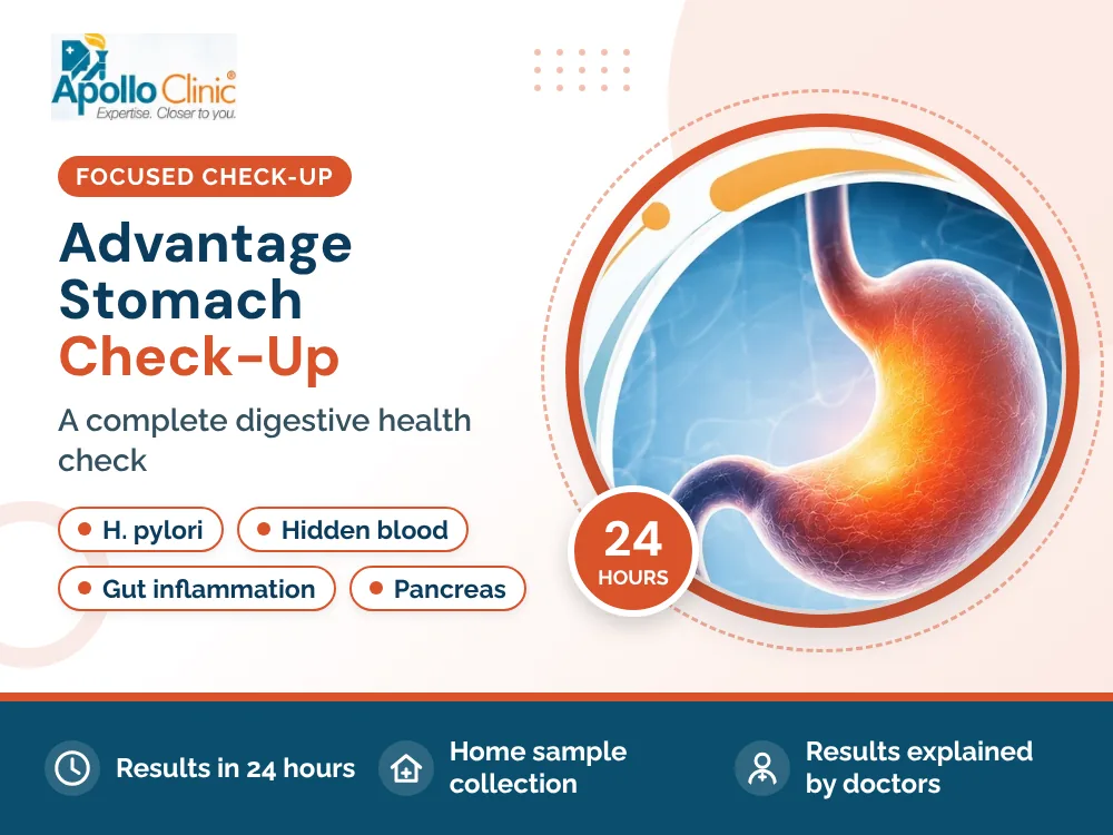 Advantage Stomach Check-Up package at Apollo Clinic Laboratory, Mahboula